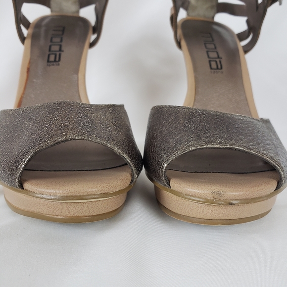Moda Open Toe Metallic Cage Platform Hee… - Picture 6 of 13
